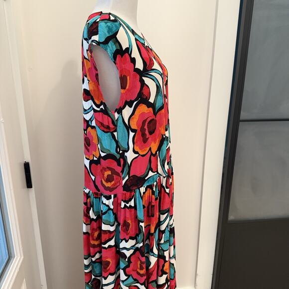 Anthropologie Corey Lynn Calter Tiered Short Sleeve Dress Size Medium Floral - Picture 8 of 16